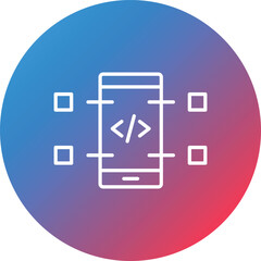 Mobile Coding Line Gradient Circle Background Icon