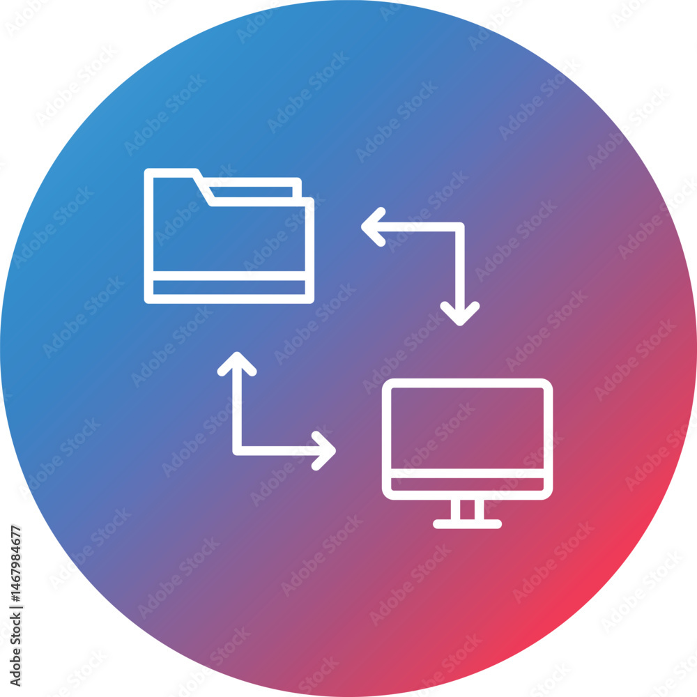 Poster online file transfer line gradient circle background icon