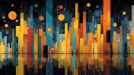 Abstract depiction of big data analytics with floating charts, graphs, and data points, vibrant colors 