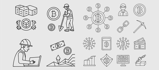 Fototapeta premium Artificial Intelligence & Machine Learning Icons — Monoline Series .Artificial Intelligence Line Icons. Editable Stroke Vector Icons Collection. Brain and Artificial Intelligence Icons