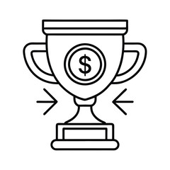 trophy cup icon line art vector silhouette