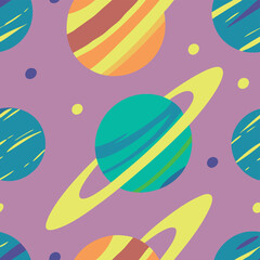 colorful planets space trip repeat seamless pattern vector illustration 