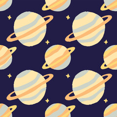 colorful planets space trip repeat seamless pattern vector illustration 