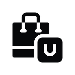 shopping bag glyph icon. Strong and solid vector icon for websites, mobile interfaces, presentations, and visual branding. High quality and easy to edit.