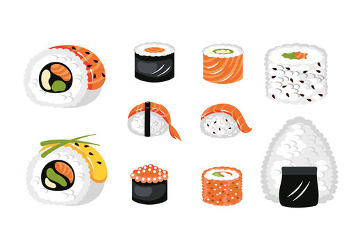 Colorful Doodle Japanese Fresh Traditional Food Stickers