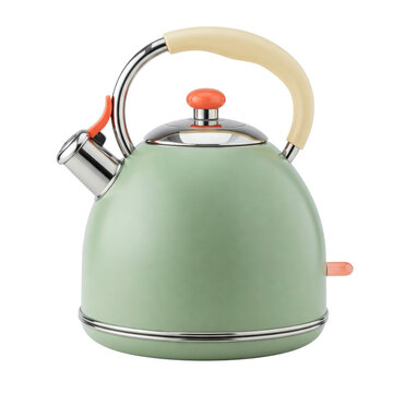 Modern green kettle with beige handle