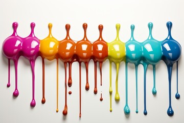 Liquid Bead Paint Drips Isolated on Transparent Background
