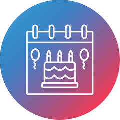 Birthday Event Line Gradient Circle Background Icon