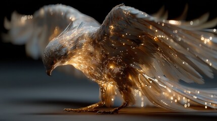 "Digital phoenix rising from data ashes, symbolizing rebirth through technology, glowing effects 