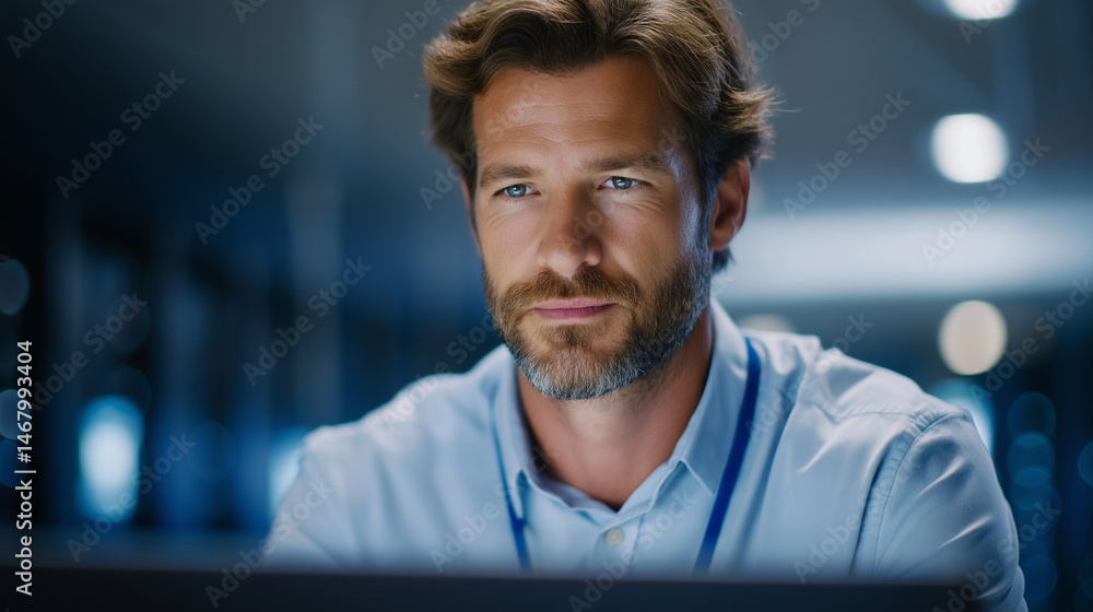 Aufkleber high-tech cybersecurity engineer in data center