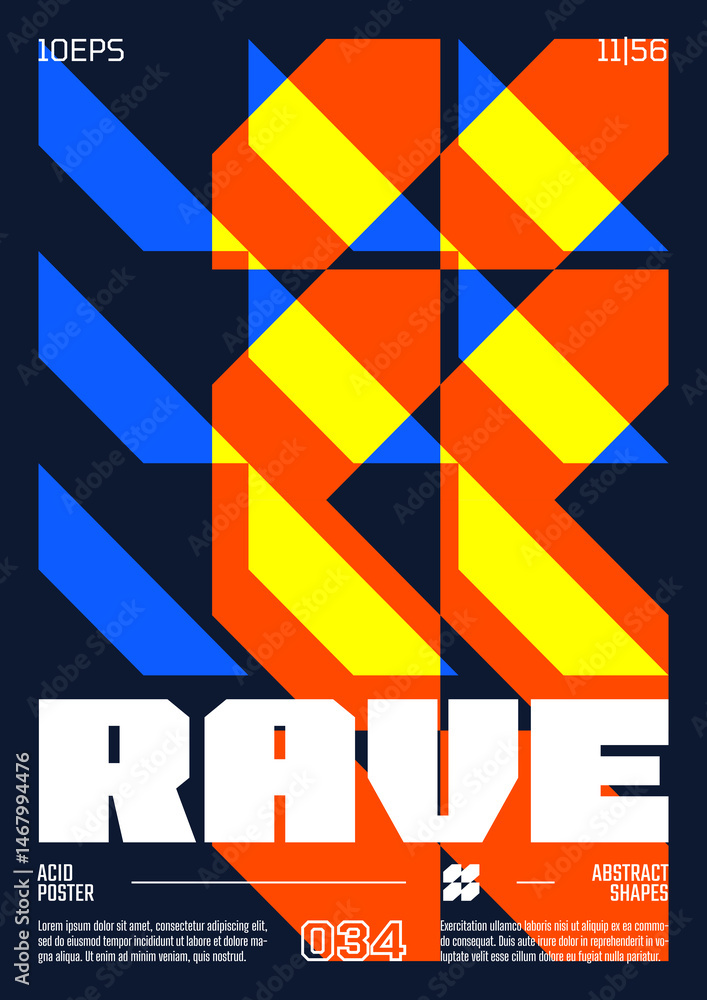 Poster modern abstract poster, raster version of high quality and resolution, artwork with geometric postmo