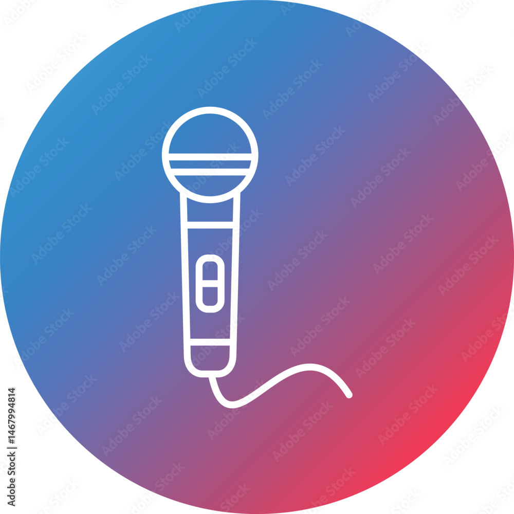 Poster microphone line gradient circle background icon