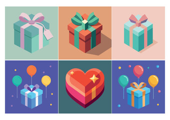 Colorful Birthday Gift Box with Vibrant Ribbon and Confetti, Festive 3D Vector Design, Perfect for birthday party decorations, invitations, and celebration graphics