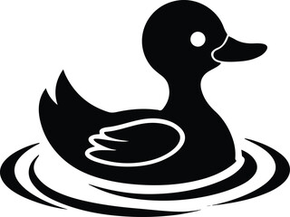 Duckling in Minimalist Splash Illustration | Clean Vector Art of Baby Duck with Water Ripples, Simple and Adorable Animal Design for Logos, Prints, and Digital Use