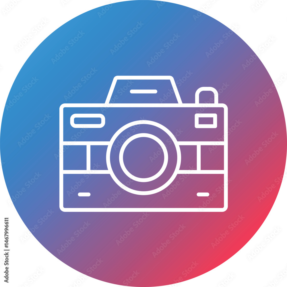 Poster camera line gradient circle background icon