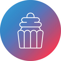 Cupcake Line Gradient Circle Background Icon