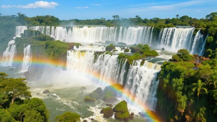 Fototapeta premium Iguazu-style multi-layer waterfall