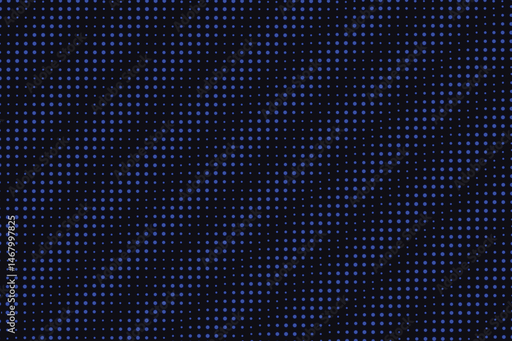 Poster halftone gradient circular dots abstract background with vibrant blue black glow backdrop