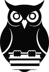 Owl Silhouette Filled with Books | Knowledge and Wisdom Animal Illustration with Stacked Books Inside Owl Shape | Educational and Literary Vector Art for Schools, Libraries, and Reading Programs