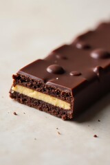 Dark chocolate coating a crispy wafer, close-up , confectionery, culinary