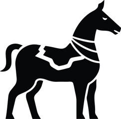 Desert Landscape Inside Horse Silhouette | Wild Mustang with Arid Terrain, Cactus, and Sunset Scene | Artistic Nature Animal Vector for Western Decor and Outdoor Themed Art