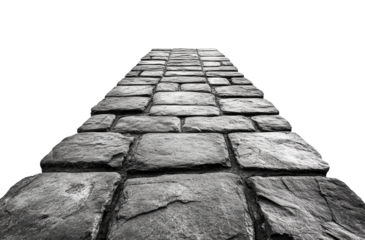 Stone pathway leading forward minimalism isolated on transparent background