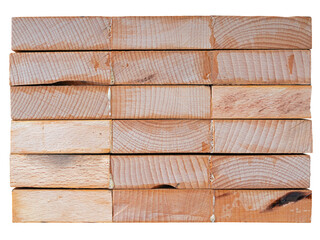 Pieces of wood glued with glue, isolated background.