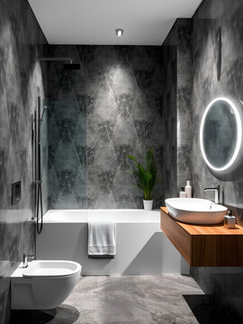 bagno moderno con vasca da bagno
