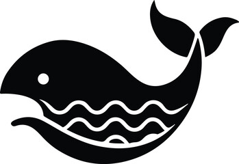 Whale Silhouette with Wave Motifs | Ocean-Inspired Vector Featuring Flowing Wave Patterns Inside Whale Shape, Artistic Marine Design for Prints, Decor, and Nautical Illustrations