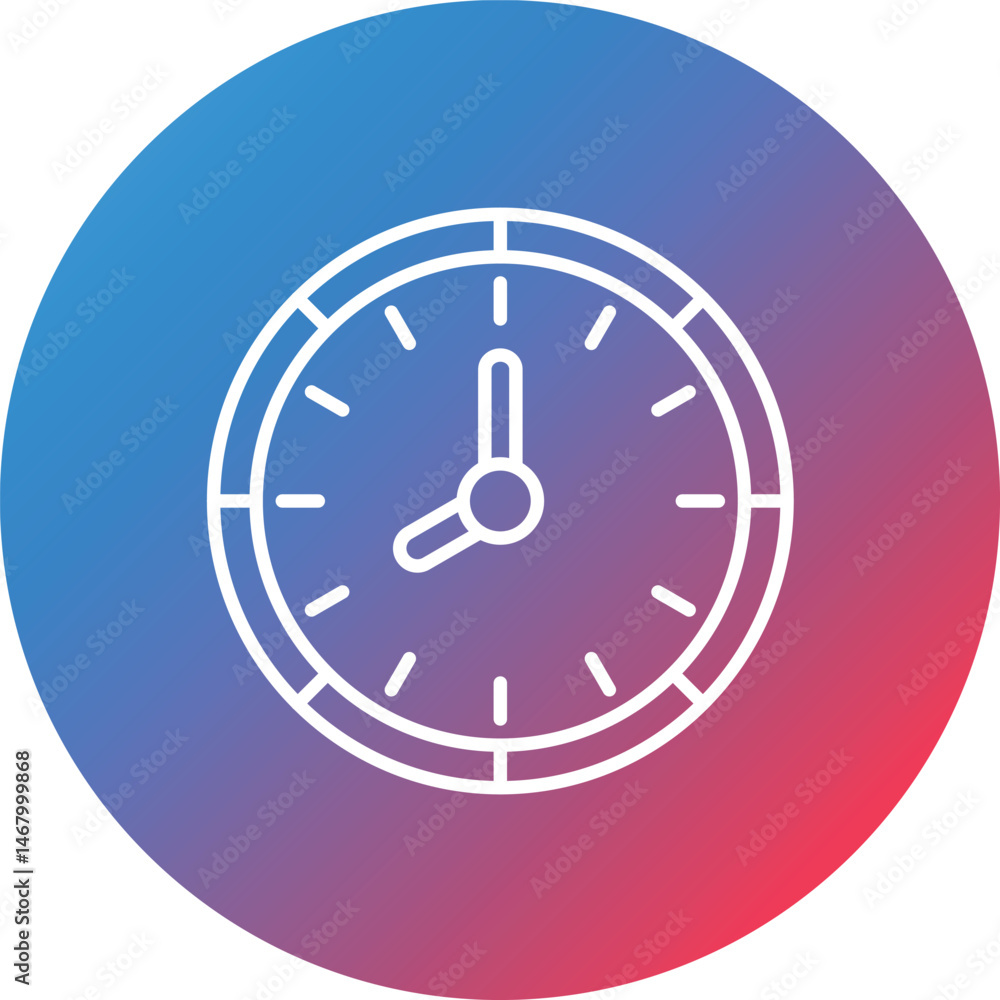 Poster clock line gradient circle background icon