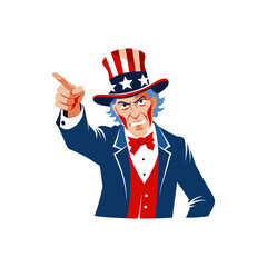 Uncle sam pointing finger on transparent background