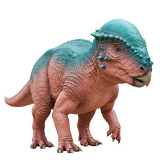 Fototapeta premium pink dinosaur with a turquoise head