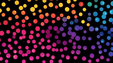 Rainbow Orb Cascade Dazzling Lights on Black Canvas.