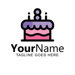 Delicious Birthday Cake Logo Design