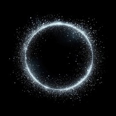 Fototapeta premium A circle of light particles forming the shape of an elegant, shimmering ring against a black background