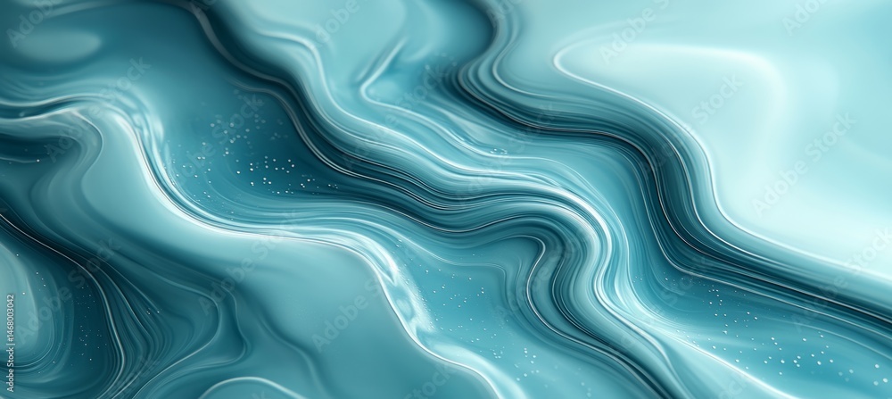 Poster gentle fluid waves abstract background in green tones with soft gradient and dynamic texture