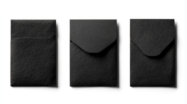 Minimal Black Envelope Trio Invitations with Announcements, and Stationary Mockup.