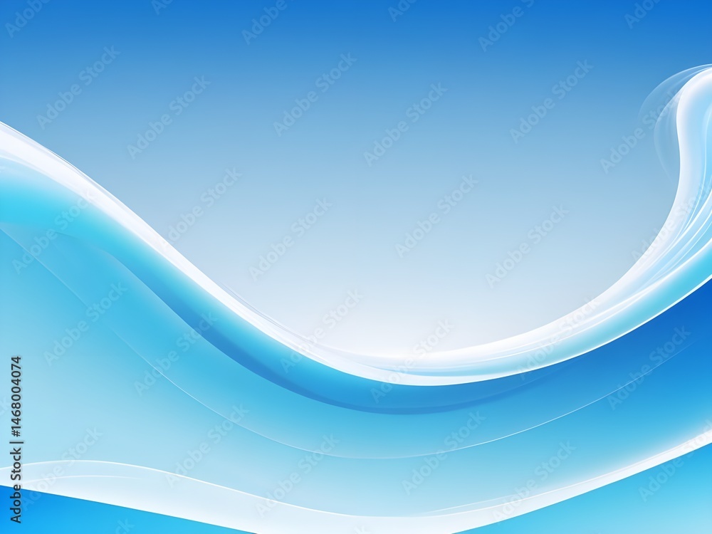 Poster serene blue waves flowing gently across a peaceful sky, creating a calming abstract design with soft