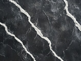 A close-up of an asphalt road texture with white lines