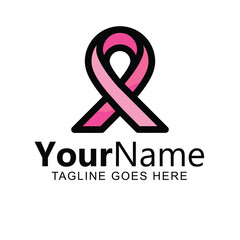 Pink Ribbon Logo Design. Breast Cancer Awareness Symbol