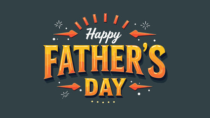 "Happy Father's Day Greeting with Decorative Typography and Leaves"

