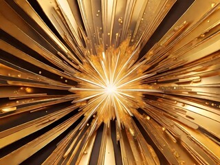 Obraz premium A radiant golden explosion of light and energy, capturing a moment of dazzling brilliance with sharp lines and a mesmerizing burst effect.