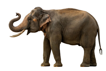 Obraz premium Majestic Asian Elephant with Ivory Tusks on Plain Background