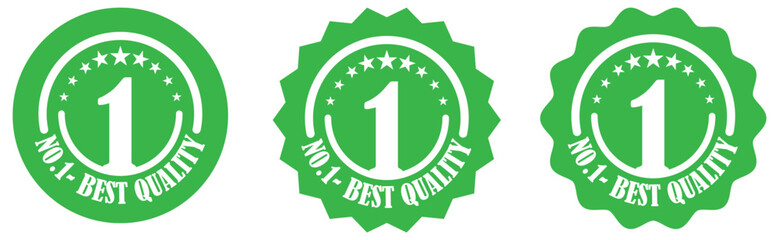 Best quality number one badge icon set for official certification signage seal stamp award and business procedure labeling. Number one badge icon for top quality