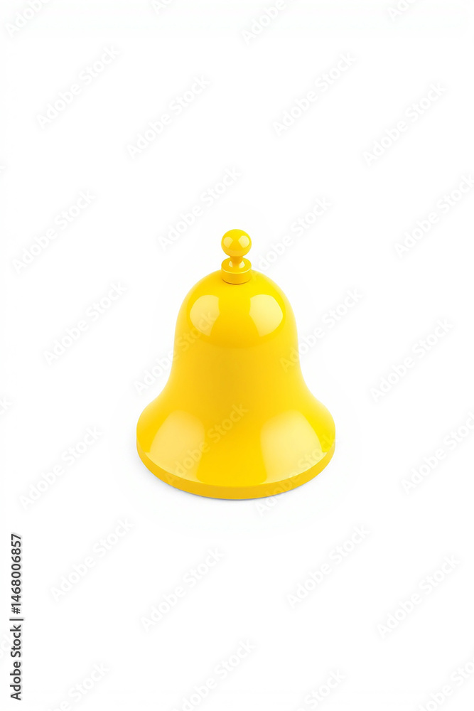 Poster yellow bell shaped object with a rounded top and smooth, glossy finish, set against a clean white ba