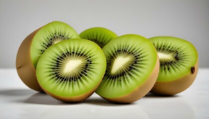 Vibrant display of fresh, sliced kiwi fruit showcasing the green and healthy goodness.