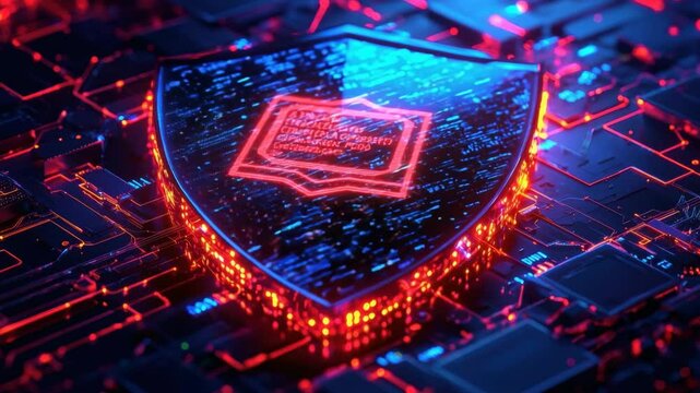 Futuristic Digital Shield Representing Cybersecurity and Data Protection Technology