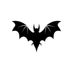 bat silhouette with open wings on white background.svg