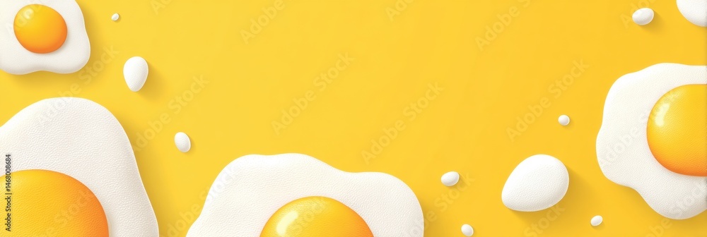 Poster bright art featuring sunny side up eggs with space for creative text and design elements on a vibran