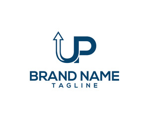 Up initial logo design with arrow symbol graphic for company identity and brand representation